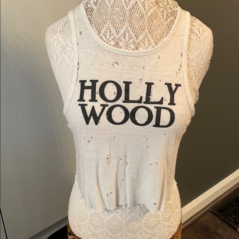 Distressed “Hollywood” Crop Tank Women’s M